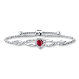 Bolo Bracelet Lab-Created Ruby Sterling Silver