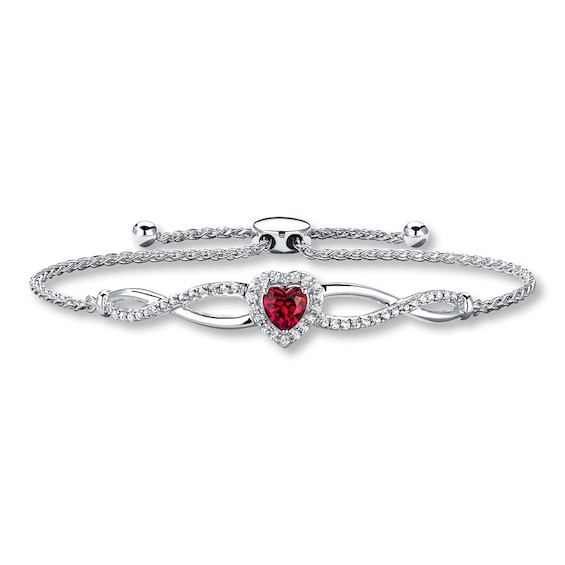 Bolo Bracelet Lab-Created Ruby Sterling Silver
