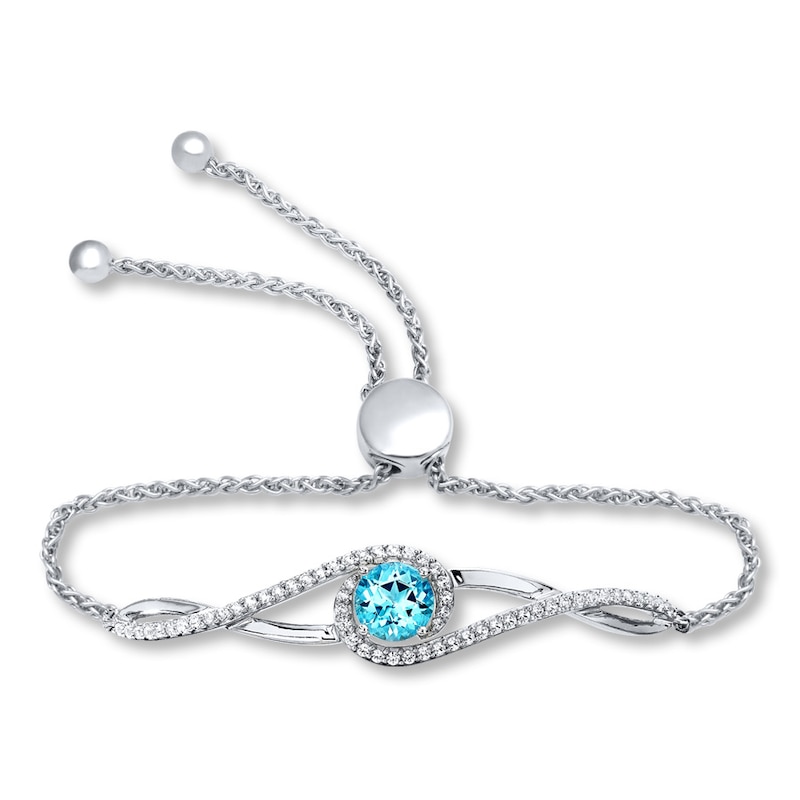 Topaz Bolo Bracelet Lab-Created Sapphires Sterling Silver