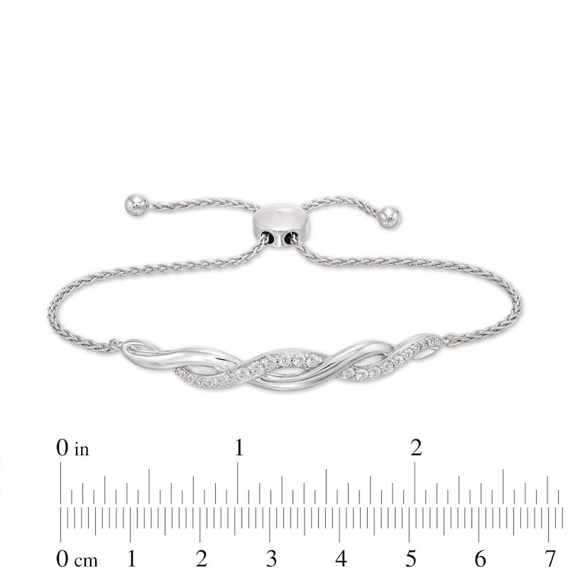 Bolo Bracelet Lab-Created White Sapphires Sterling Silver