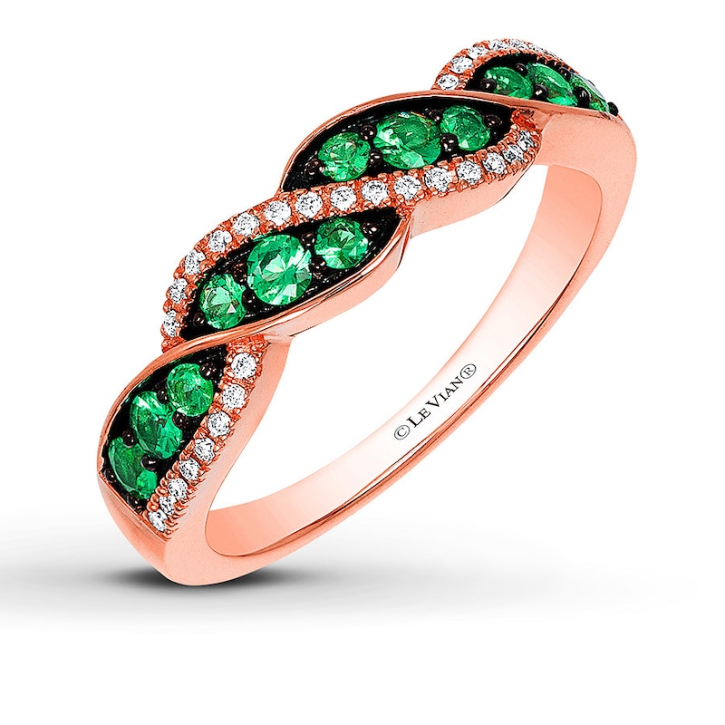 Main Image 1 of Le Vian Natural Emerald Ring 1/15 ct tw Diamonds 14K Gold