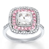 Thumbnail Image 1 of Lab-Created Sapphires Pink & White Sterling Silver Ring