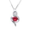Thumbnail Image 0 of Lab-Created Ruby Necklace Diamond Accents Sterling Silver