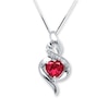 Thumbnail Image 1 of Lab-Created Ruby Necklace Diamond Accents Sterling Silver