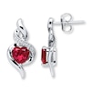 Thumbnail Image 0 of Diamond Heart Earrings Lab-Created Ruby Sterling Silver