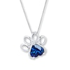 Thumbnail Image 0 of Paw Print Necklace Lab-Created Sapphire Sterling Silver