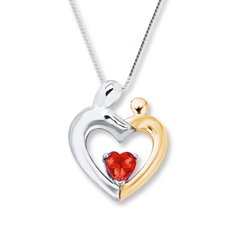 Main Image 1 of Mother/Child Necklace Lab-Created Ruby Sterling Silver/10K Gold