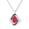 Thumbnail Image 0 of Lab-Created Ruby 1/5 ct tw Diamonds Sterling Silver Necklace