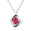 Thumbnail Image 1 of Lab-Created Ruby 1/5 ct tw Diamonds Sterling Silver Necklace