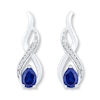 Thumbnail Image 0 of Lab-Created Sapphire 1/20 cttw Diamonds 10K White Gold Earrings