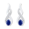 Thumbnail Image 1 of Lab-Created Sapphire 1/20 cttw Diamonds 10K White Gold Earrings