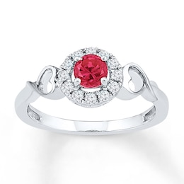 Lab-Created Ruby Lab-Created Sapphires Sterling Silver Ring