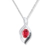 Thumbnail Image 1 of Lab-Created Ruby Necklace 1/15 ct tw Diamonds 10K White Gold