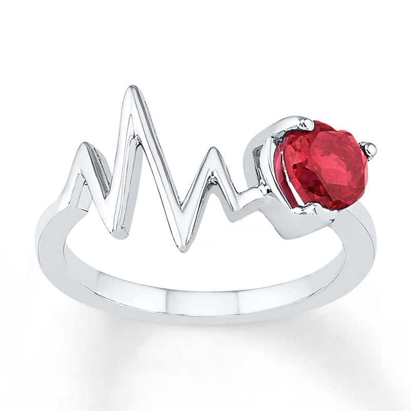 Main Image 1 of Heartbeat Ring Lab-Created Ruby Sterling Silver