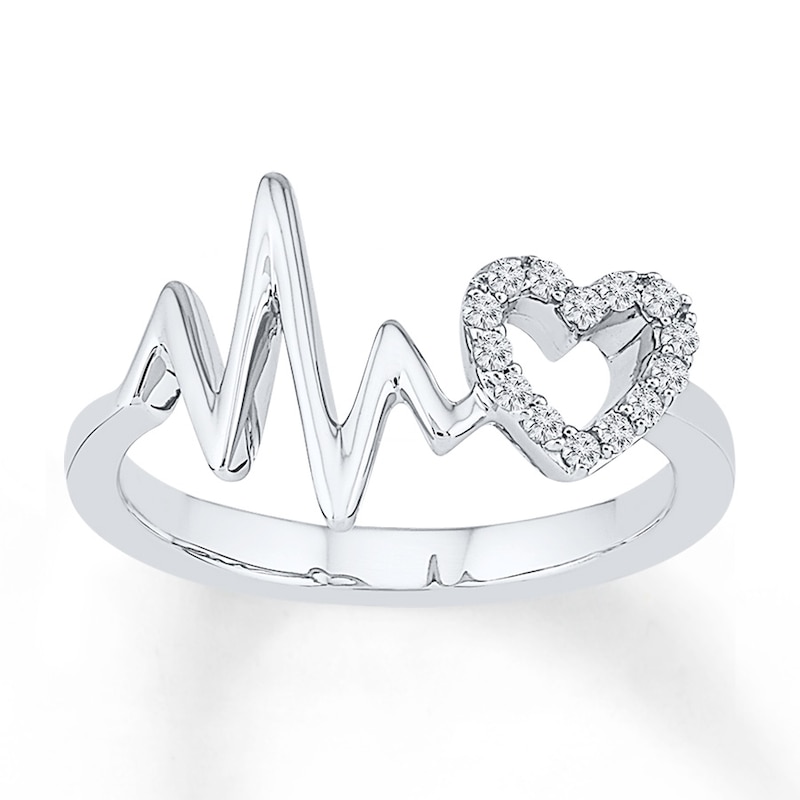Heartbeat Ring Lab-Created Sapphires Sterling Silver