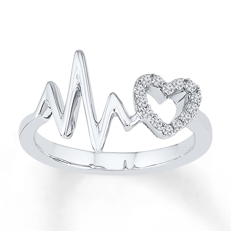 Main Image 1 of Heartbeat Ring Lab-Created Sapphires Sterling Silver