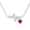 Thumbnail Image 0 of Heartbeat Necklace Lab-Created Ruby Sterling Silver