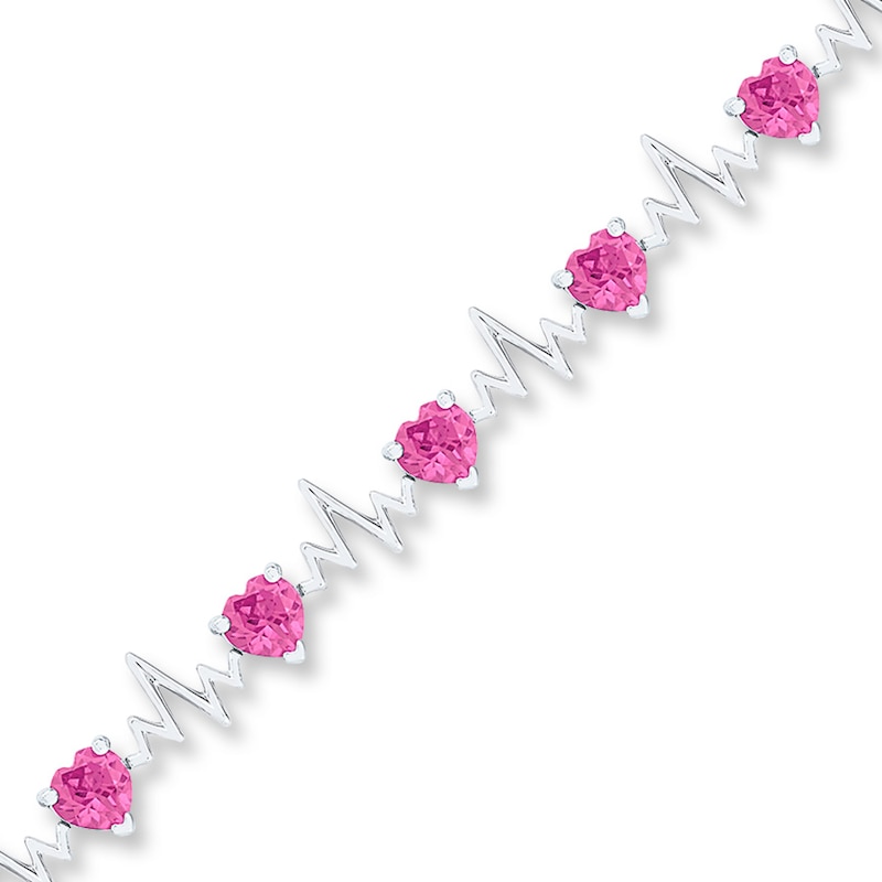 Heartbeat Bracelet Lab-Created Sapphires Sterling Silver