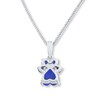 Thumbnail Image 1 of Paw Print Necklace Lab-Created Sapphires Sterling Silver