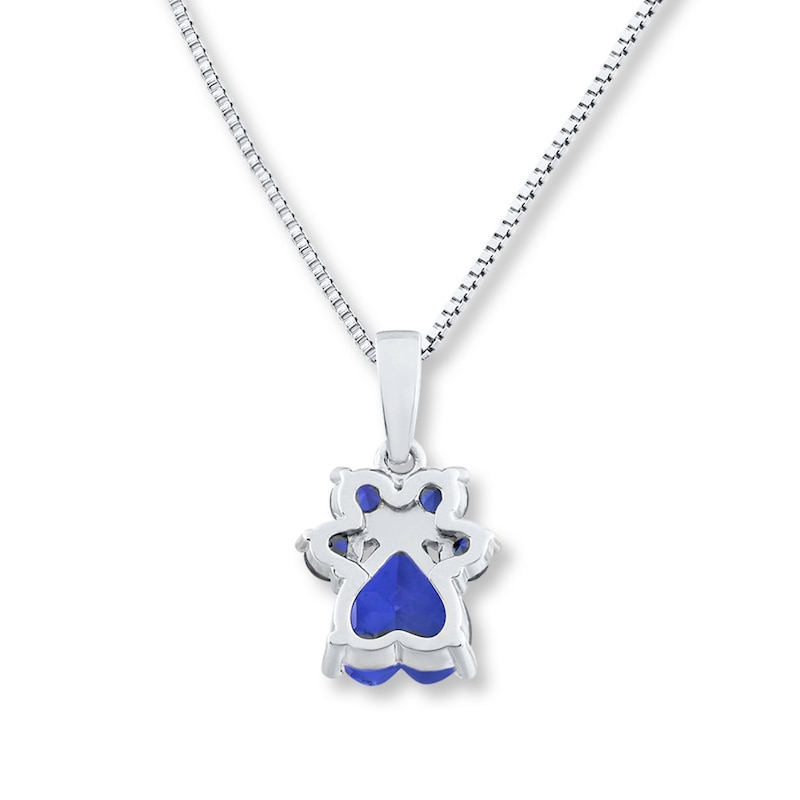 Paw Print Necklace Lab-Created Sapphires Sterling Silver