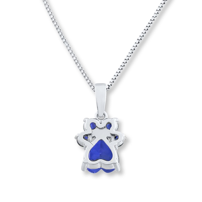Main Image 2 of Paw Print Necklace Lab-Created Sapphires Sterling Silver