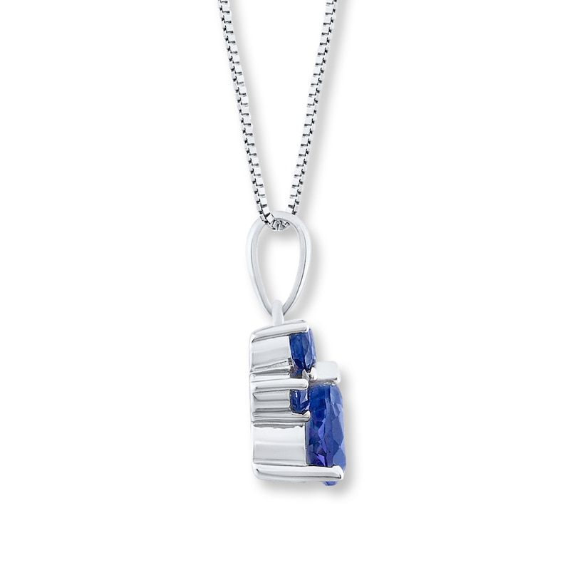 Main Image 3 of Paw Print Necklace Lab-Created Sapphires Sterling Silver