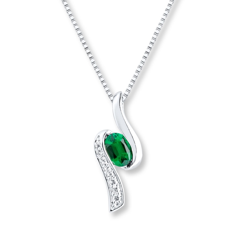 Lab-Created Emerald Necklace Sterling Silver