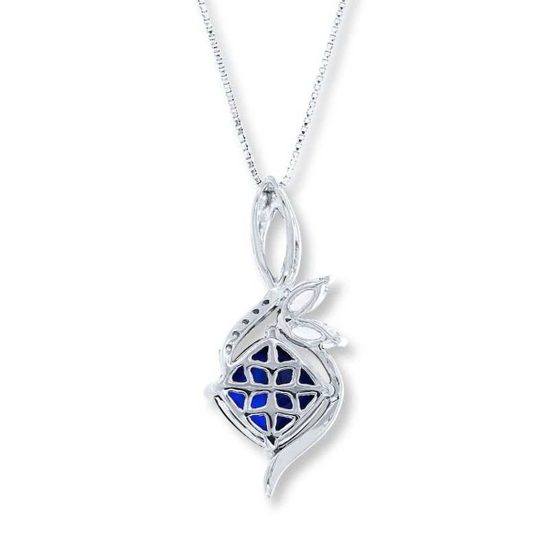 Main Image 3 of Lab-Created Sapphires Sterling Silver Necklace