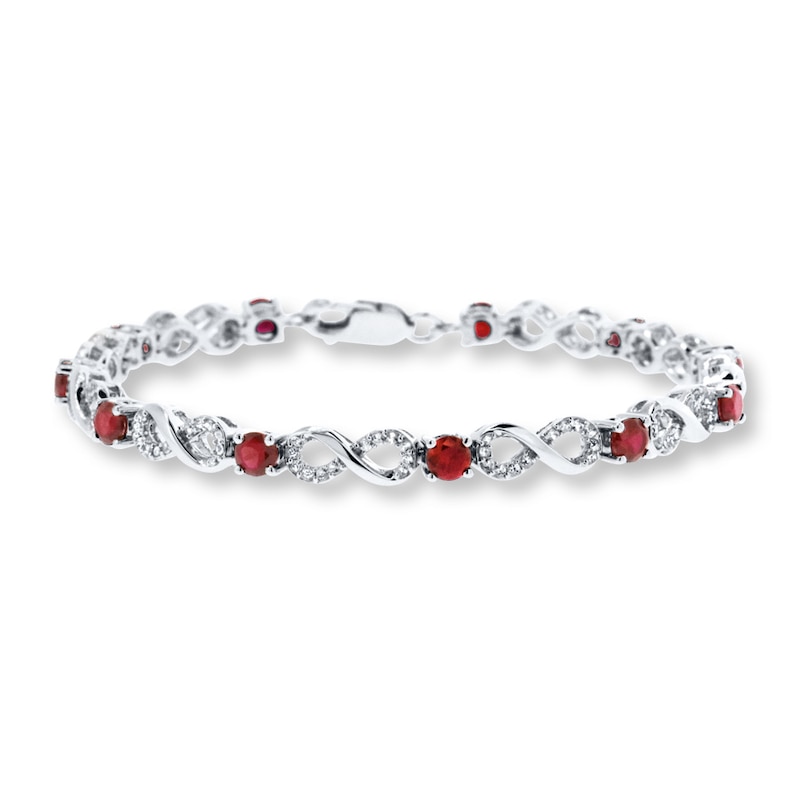 Main Image 1 of Infinity Bracelet Lab-Created Rubies Sterling Silver