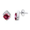 Thumbnail Image 0 of Lab-Created Ruby Earrings Diamond Accents Sterling Silver