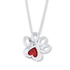 Thumbnail Image 4 of Paw Necklace Heart-Shaped Lab-Created Ruby Sterling Silver
