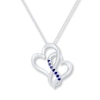 Thumbnail Image 1 of Heart Necklace Lab-Created Sapphires Sterling Silver