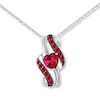 Thumbnail Image 1 of Lab-Created Ruby Necklace Diamond Accents Sterling Silver