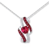 Thumbnail Image 0 of Lab-Created Ruby Necklace Diamond Accents Sterling Silver