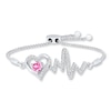 Thumbnail Image 0 of Heartbeat Bolo Bracelet Lab-Created Sapphire Sterling Silver