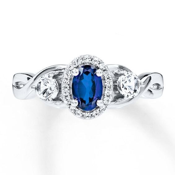Kay Blue & White Lab-Created Sapphire Ring in Sterling Silver