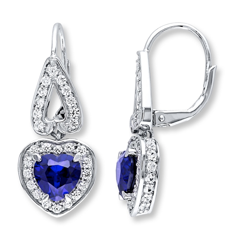 Main Image 1 of Lab-Created Sapphire Earrings Sterling Silver
