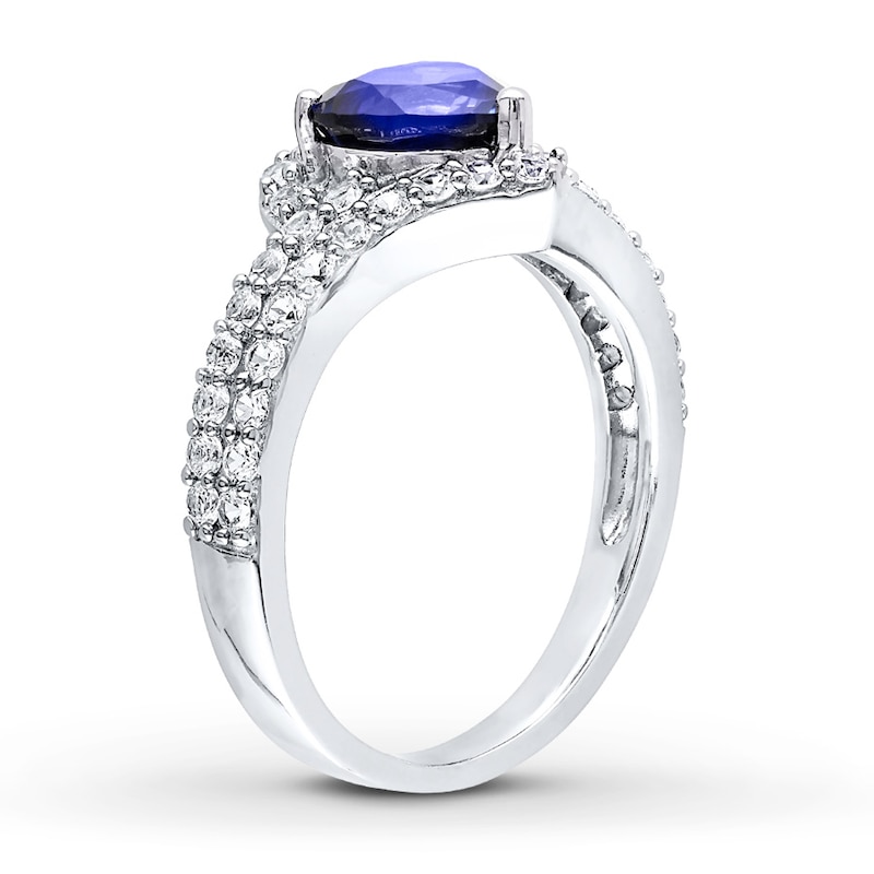 Main Image 2 of Blue & White Lab-Created Sapphire Ring Sterling Silver