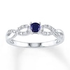 Thumbnail Image 1 of Lab-Created Sapphire Ring 1/15 ct tw Diamonds Sterling Silver