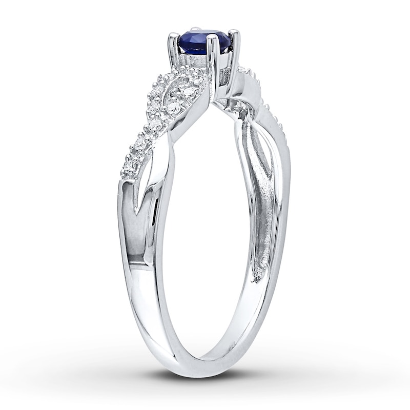 Main Image 2 of Lab-Created Sapphire Ring 1/15 ct tw Diamonds Sterling Silver