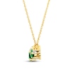 Thumbnail Image 2 of Lab-Created Emerald Diamond Accents 10K Yellow Gold Necklace