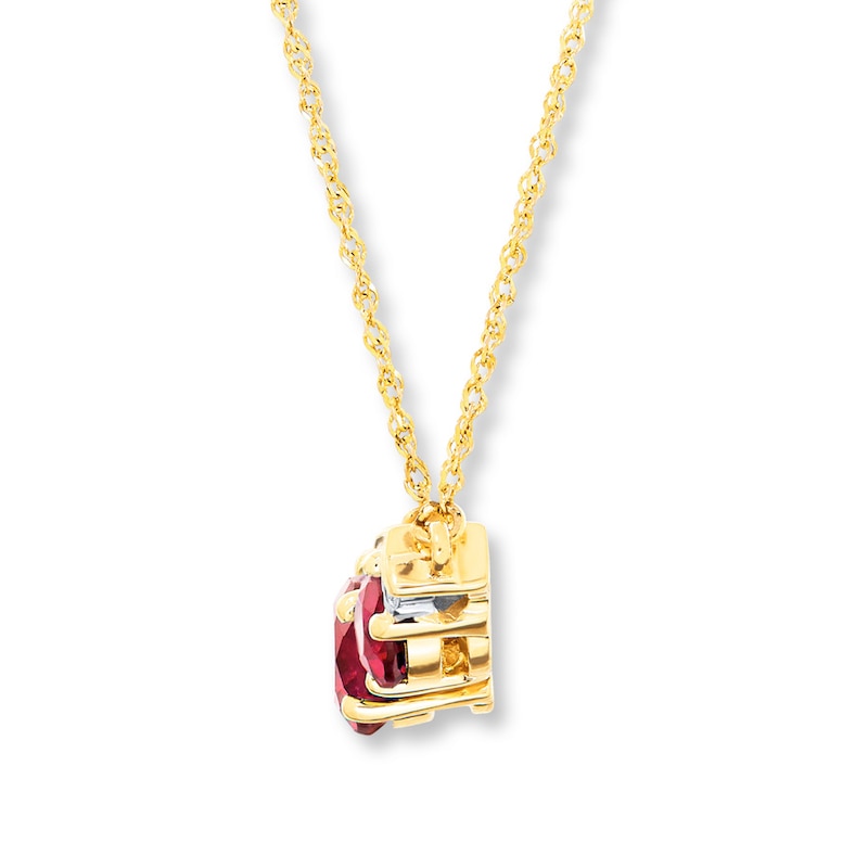 Main Image 2 of Lab-Created Ruby Necklace Diamond Accents 10K Yellow Gold
