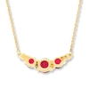 Thumbnail Image 3 of Lab-Created Ruby Necklace Diamond Accents 10K Yellow Gold