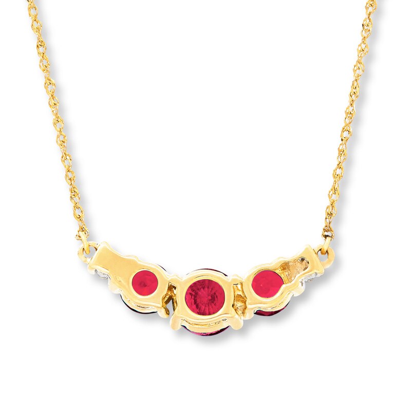 Main Image 4 of Lab-Created Ruby Necklace Diamond Accents 10K Yellow Gold
