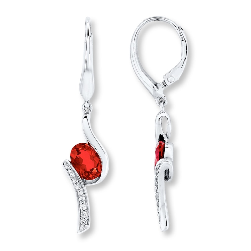 Main Image 1 of Lab-Created Ruby Earrings Lab-Created Sapphires Sterling Silver