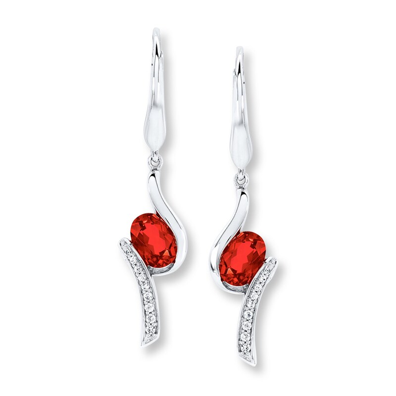 Lab-Created Ruby Earrings Lab-Created Sapphires Sterling Silver