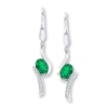 Thumbnail Image 1 of Lab-Created Emerald Earrings in Sterling Silver