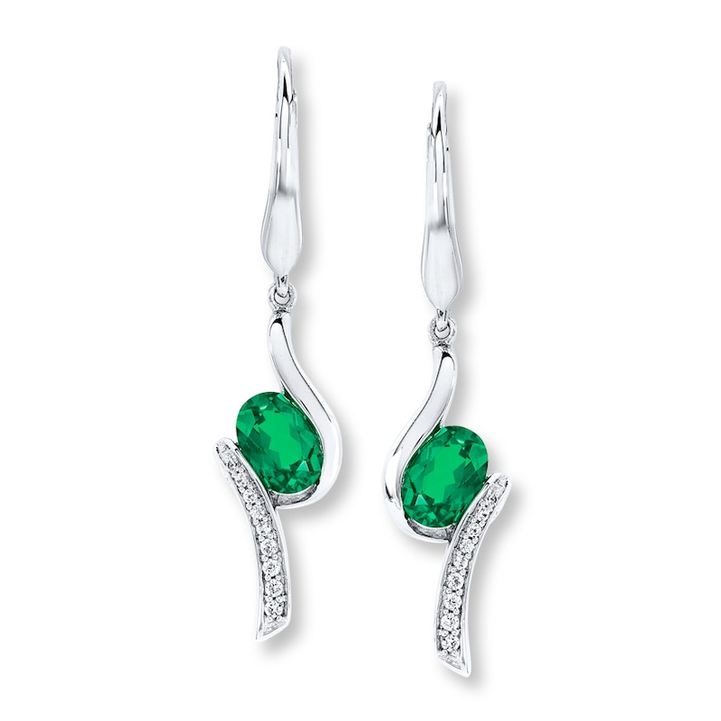 Lab-Created Emerald Earrings in Sterling Silver