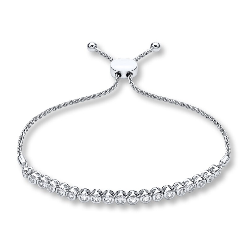 Main Image 1 of Lab-Created White Sapphire Bolo Bracelet Sterling Silver