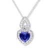 Thumbnail Image 1 of Heart Necklace Lab-Created Sapphires Sterling Silver